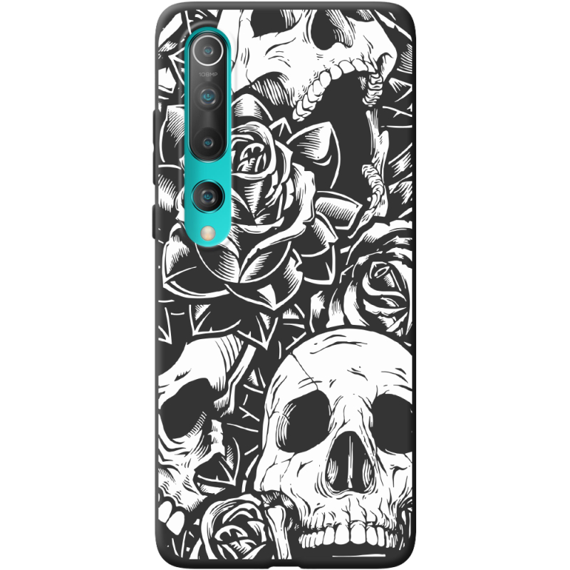 Черный чехол BoxFace Xiaomi Mi 10 Skull and Roses