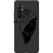 Черный чехол BoxFace Xiaomi Mi Note 10 Lite Wolf and Raven