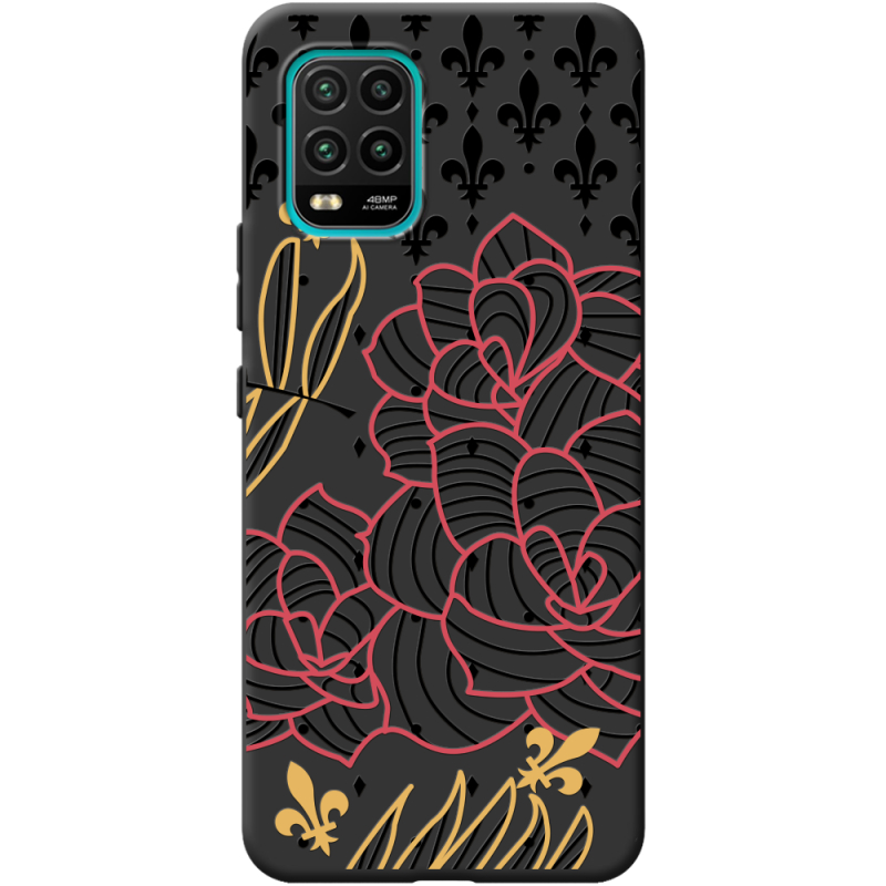 Черный чехол BoxFace Xiaomi Mi 10 Lite FranceFlowers