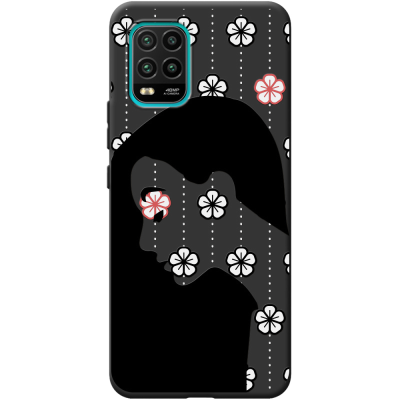 Черный чехол BoxFace Xiaomi Mi 10 Lite Flower Hair