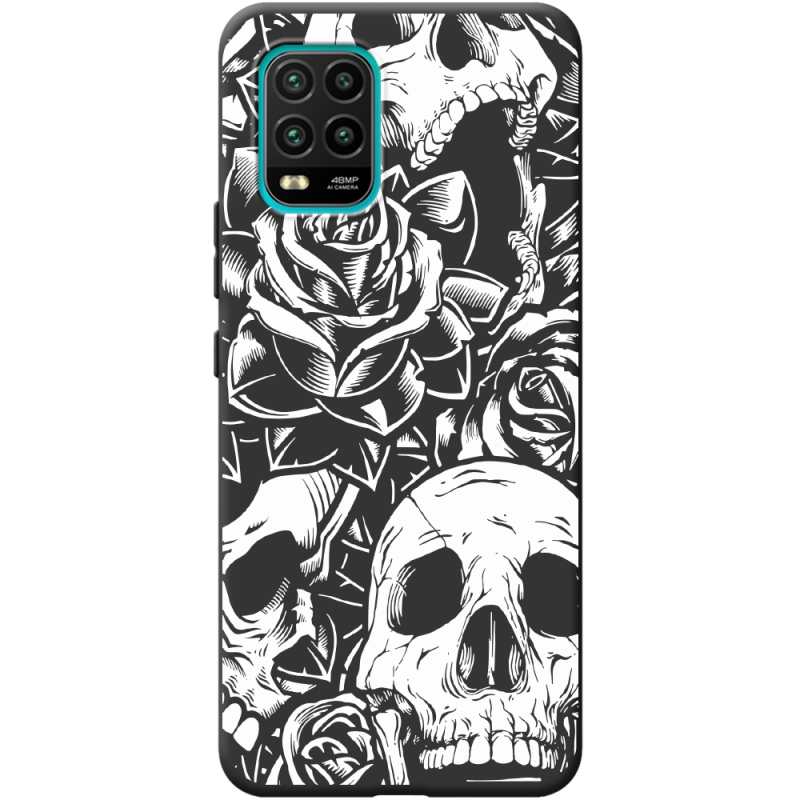 Черный чехол BoxFace Xiaomi Mi 10 Lite Skull and Roses