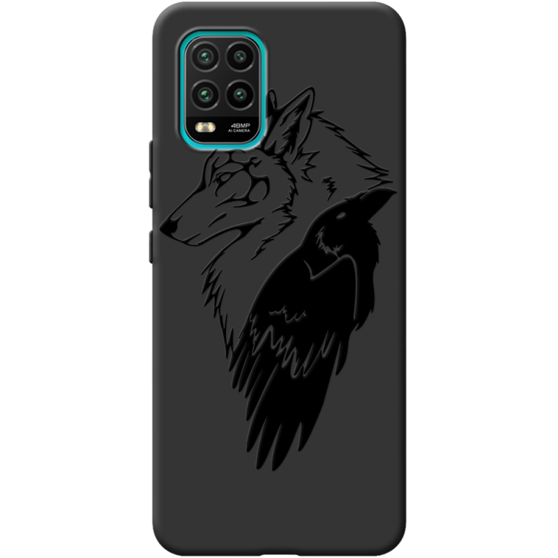 Черный чехол BoxFace Xiaomi Mi 10 Lite Wolf and Raven