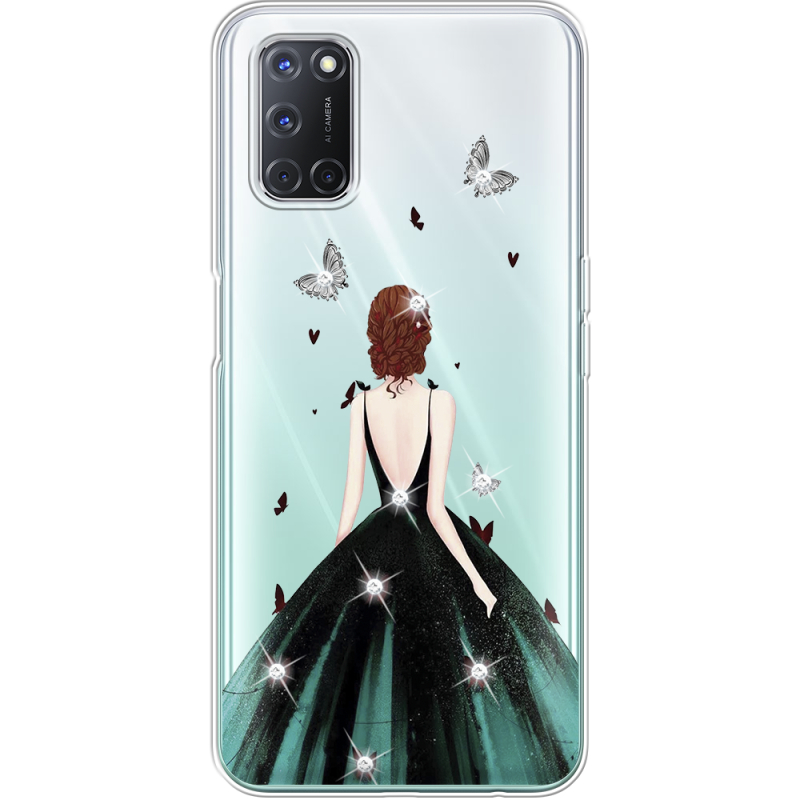 Чехол со стразами OPPO A72/ A52 Girl in the green dress