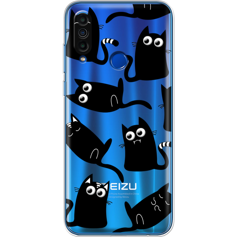 Прозрачный чехол BoxFace Meizu M10 с 3D-глазками Black Kitty