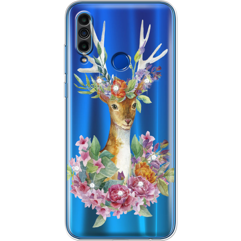 Чехол со стразами Meizu M10 Deer with flowers
