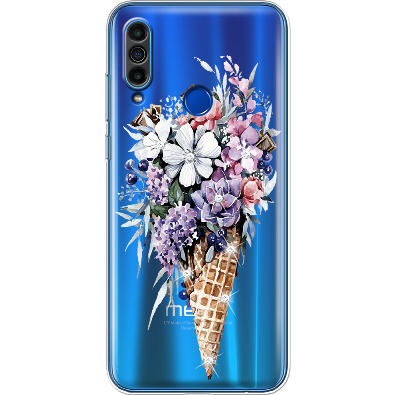 Чехол со стразами Meizu M10 Ice Cream Flowers