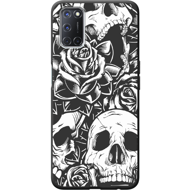 Черный чехол BoxFace OPPO A52 /A72 Skull and Roses