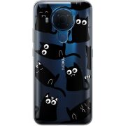 Прозрачный чехол BoxFace Nokia 5.4 с 3D-глазками Black Kitty