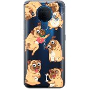 Прозрачный чехол BoxFace Nokia 5.4 с 3D-глазками Pug