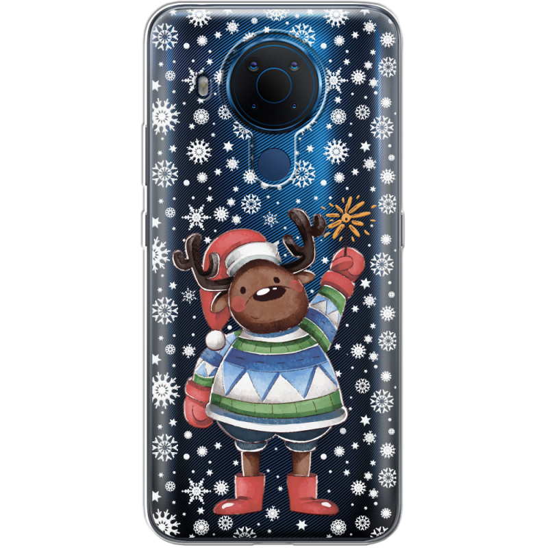 Прозрачный чехол BoxFace Nokia 5.4 Christmas Deer with Snow