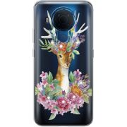 Чехол со стразами Nokia 5.4 Deer with flowers