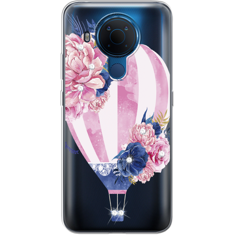 Чехол со стразами Nokia 5.4 Pink Air Baloon