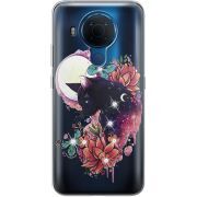 Чехол со стразами Nokia 5.4 Cat in Flowers