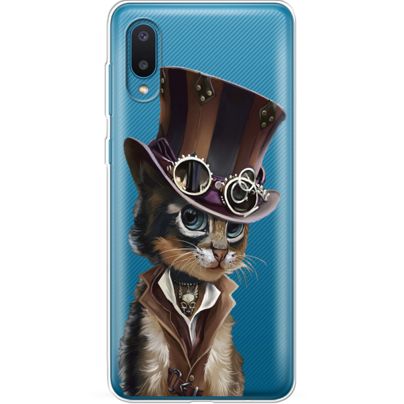 Прозрачный чехол BoxFace Samsung A022 Galaxy A02 Steampunk Cat