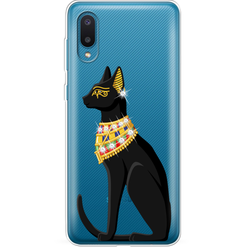 Чехол со стразами Samsung A022 Galaxy A02 Egipet Cat