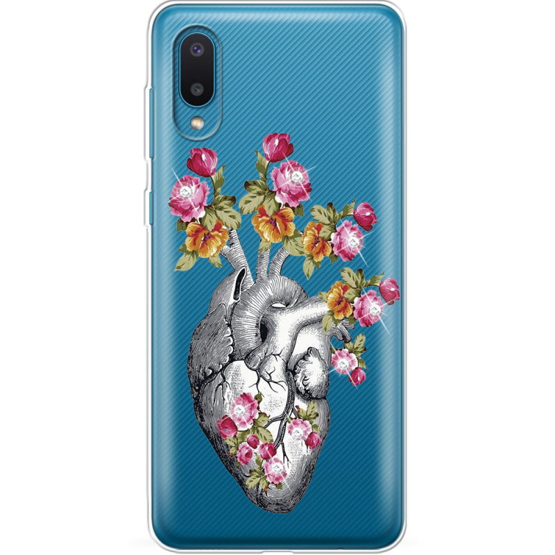 Чехол со стразами Samsung A022 Galaxy A02 Heart