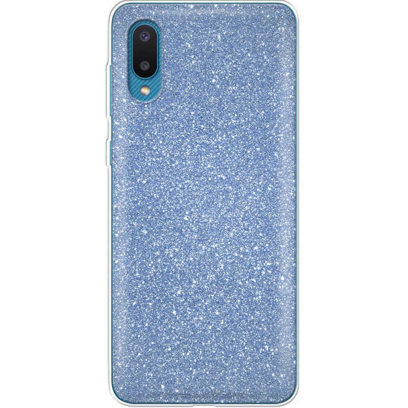 Чехол с блёстками Samsung A022 Galaxy A02 Голубой