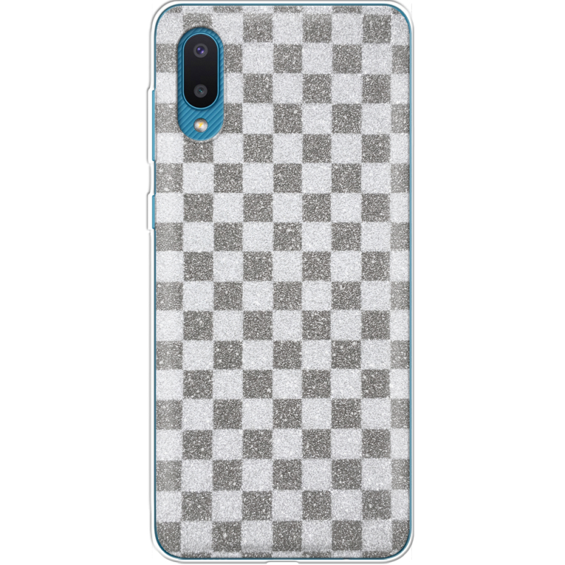 Чехол с блёстками Samsung A022 Galaxy A02 Шахматы