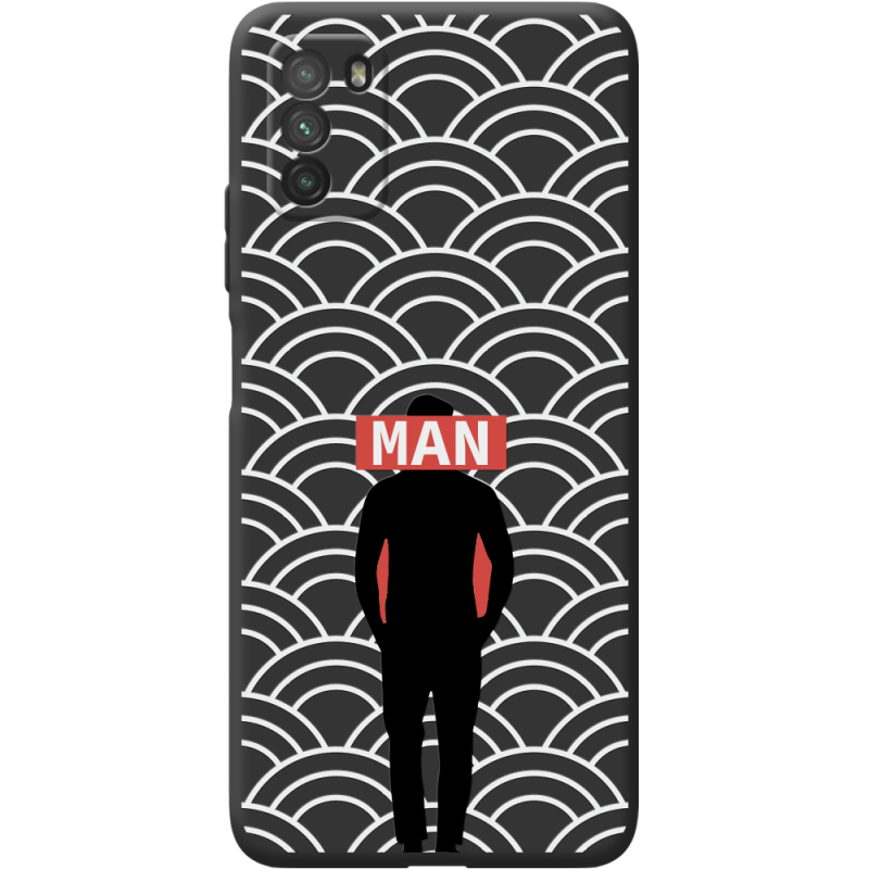 Черный чехол BoxFace Poco M3 Man Pattern