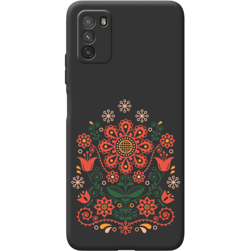 Черный чехол BoxFace Poco M3 Ukrainian Ornament