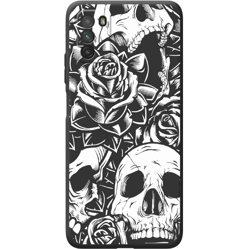 Черный чехол BoxFace Poco M3 Skull and Roses