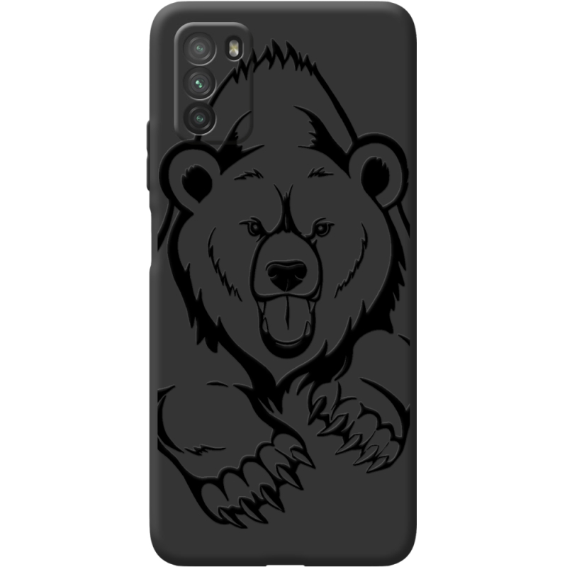 Черный чехол BoxFace Poco M3 Grizzly Bear