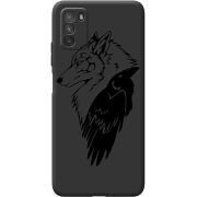 Черный чехол BoxFace Poco M3 Wolf and Raven