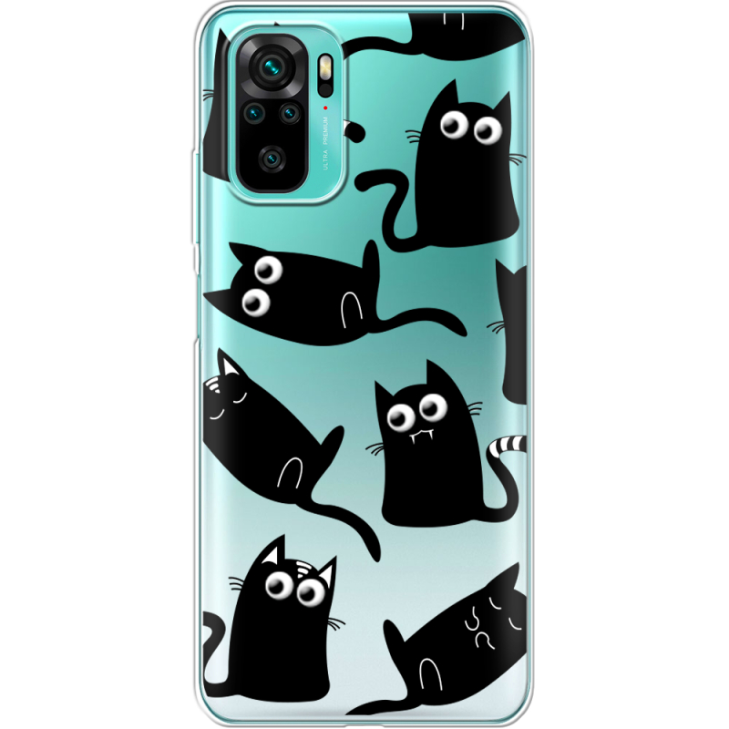 Прозрачный чехол BoxFace Xiaomi Redmi Note 10/ Note 10S с 3D-глазками Black Kitty