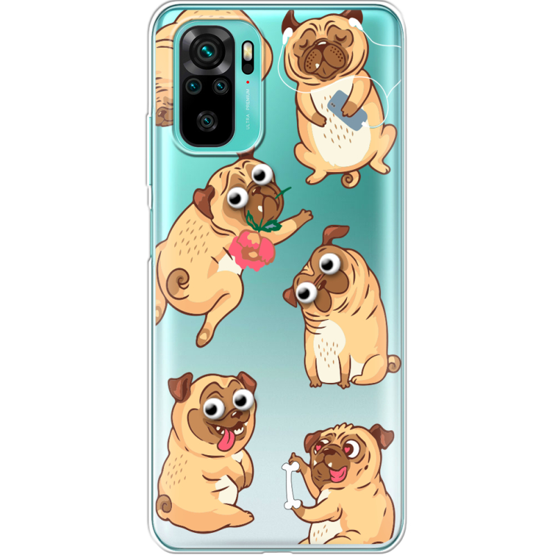 Прозрачный чехол BoxFace Xiaomi Redmi Note 10/ Note 10S с 3D-глазками Pug