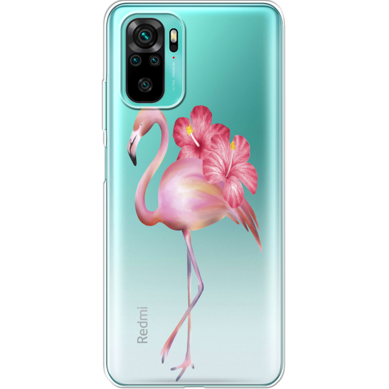 Прозрачный чехол BoxFace Xiaomi Redmi Note 10/ Note 10S Floral Flamingo
