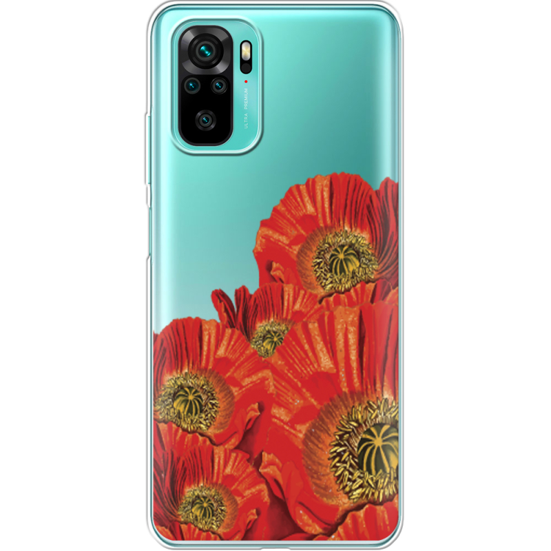 Прозрачный чехол BoxFace Xiaomi Redmi Note 10/ Note 10S Red Poppies