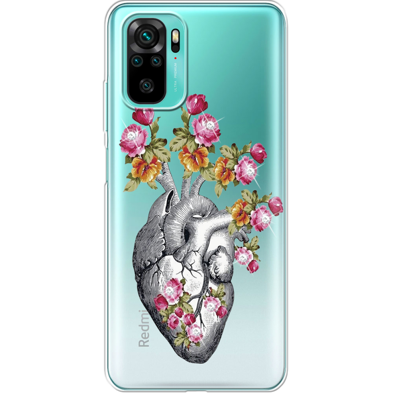 Чехол со стразами Xiaomi Redmi Note 10/ Note 10S Heart