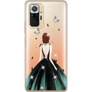 Чехол со стразами Xiaomi Redmi Note 10 Pro Girl in the green dress