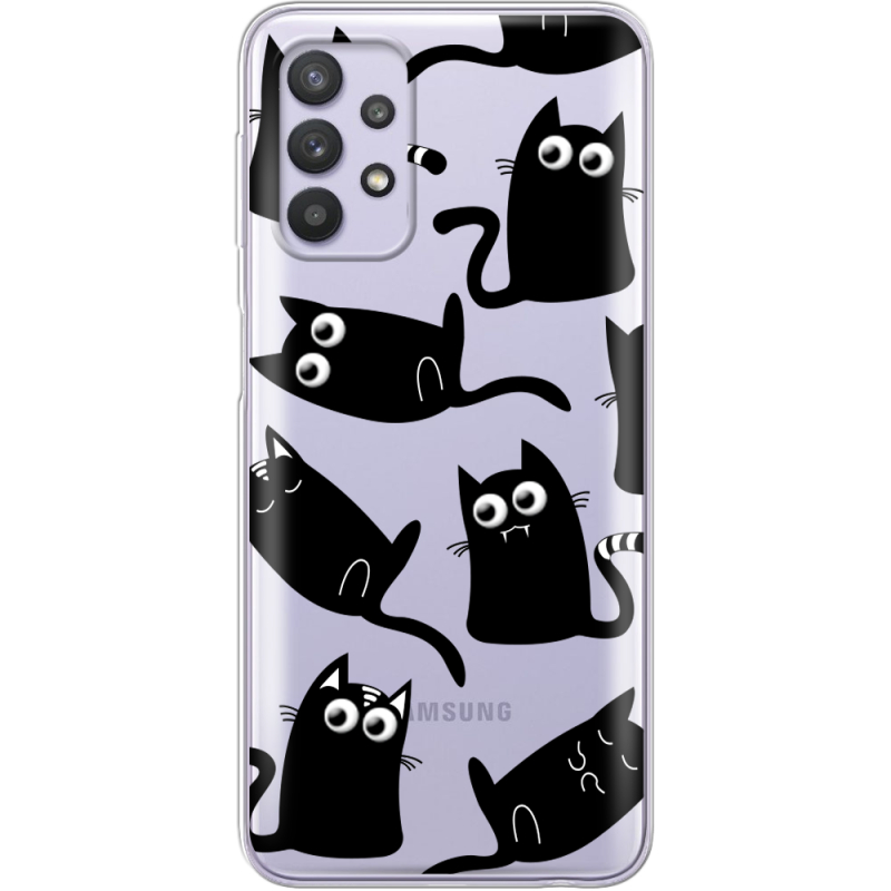 Прозрачный чехол BoxFace Samsung A725 Galaxy A72 с 3D-глазками Black Kitty