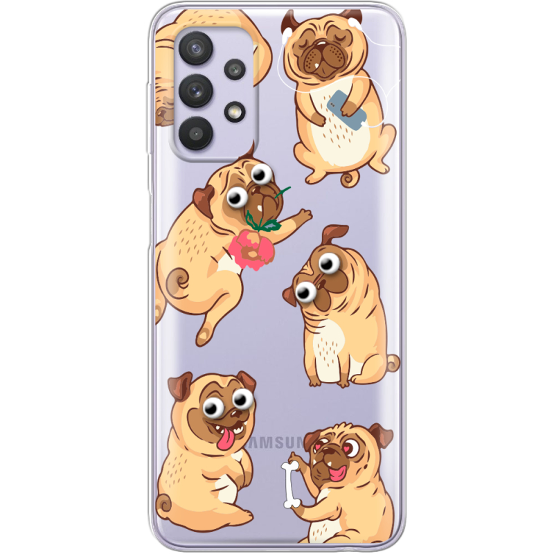 Прозрачный чехол BoxFace Samsung A725 Galaxy A72 с 3D-глазками Pug