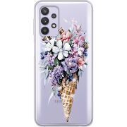 Чехол со стразами Samsung A725 Galaxy A72 Ice Cream Flowers