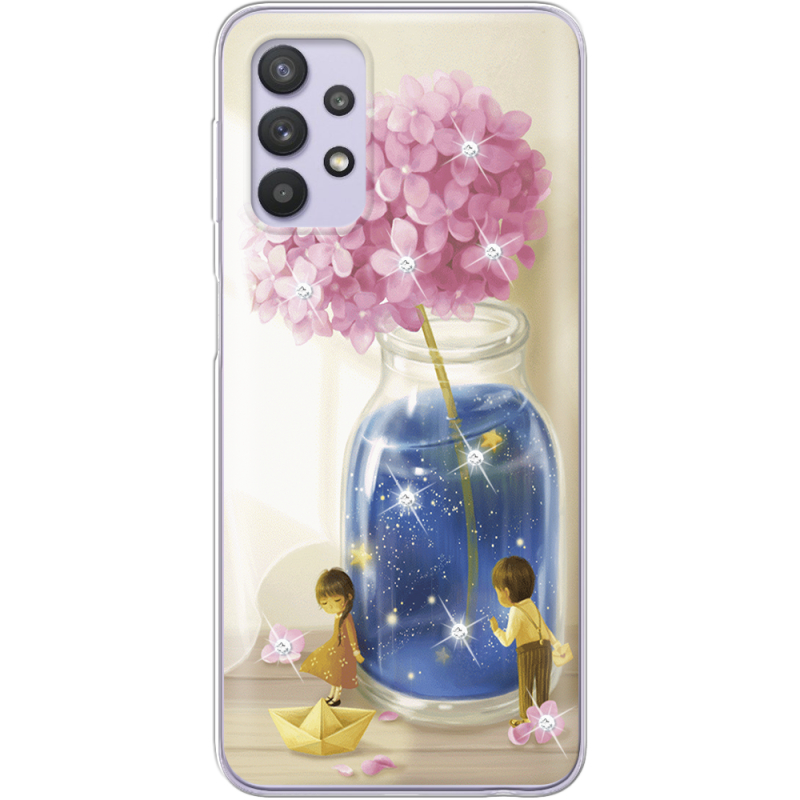 Чехол со стразами Samsung A725 Galaxy A72 Little Boy and Girl