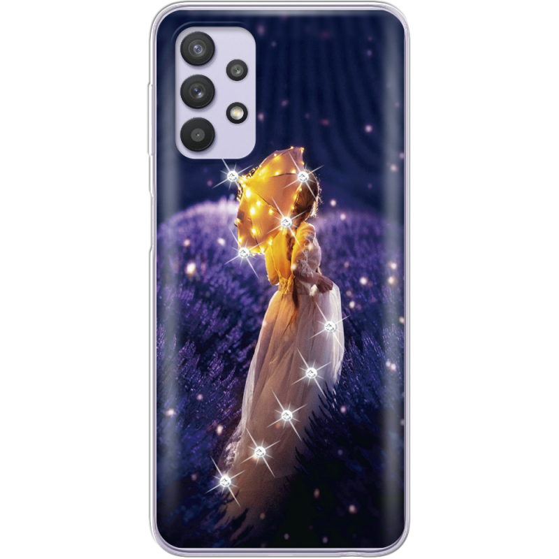 Чехол со стразами Samsung A725 Galaxy A72 Girl with Umbrella