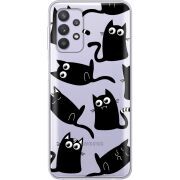 Прозрачный чехол BoxFace Samsung A525 Galaxy A52 с 3D-глазками Black Kitty