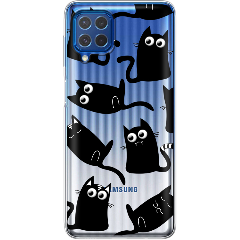 Прозрачный чехол BoxFace Samsung M625F Galaxy M62 с 3D-глазками Black Kitty