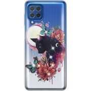 Чехол со стразами Samsung M625F Galaxy M62 Cat in Flowers