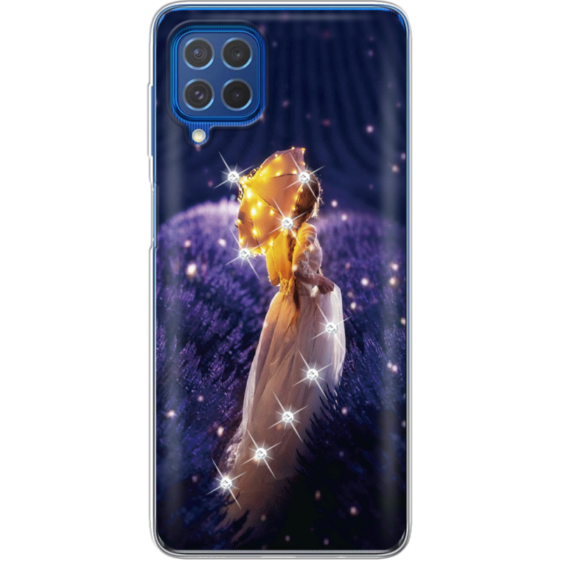 Чехол со стразами Samsung M625F Galaxy M62 Girl with Umbrella