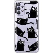 Прозрачный чехол BoxFace Samsung A325 Galaxy A32 с 3D-глазками Black Kitty