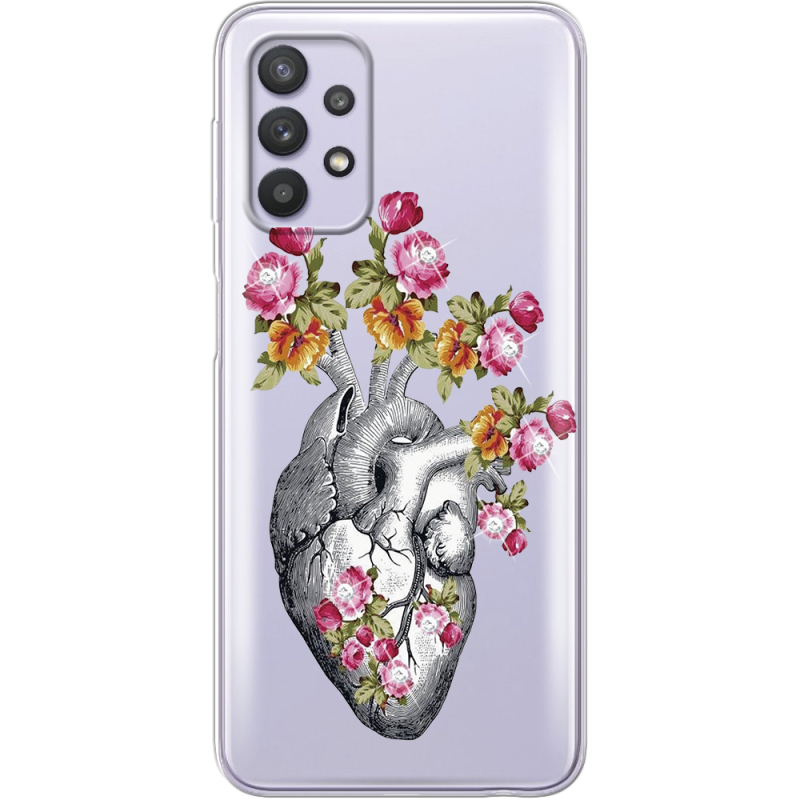 Чехол со стразами Samsung A325 Galaxy A32 Heart