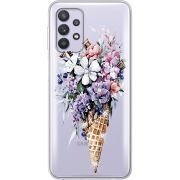 Чехол со стразами Samsung A325 Galaxy A32 Ice Cream Flowers