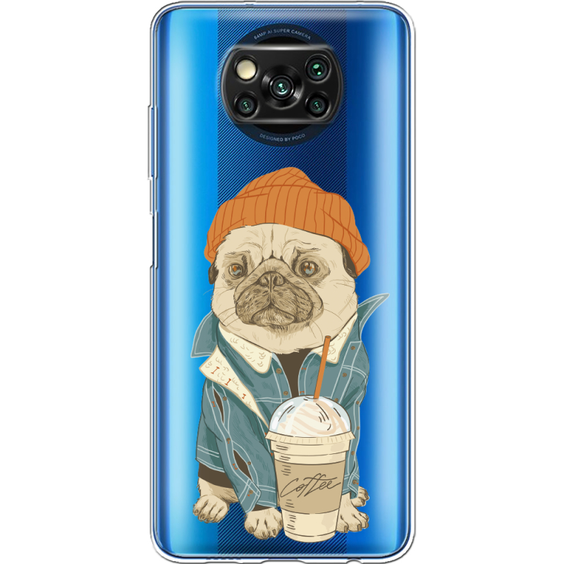 Прозрачный чехол BoxFace Xiaomi Poco X3 Pro Dog Coffeeman