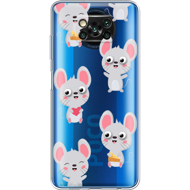 Прозрачный чехол BoxFace Xiaomi Poco X3 Pro с 3D-глазками Mouse