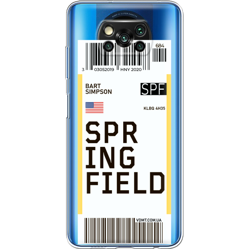Прозрачный чехол BoxFace Xiaomi Poco X3 Pro Ticket Springfield