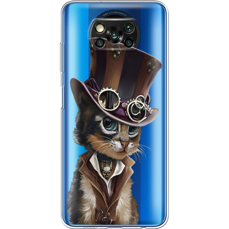 Прозрачный чехол BoxFace Xiaomi Poco X3 Pro Steampunk Cat