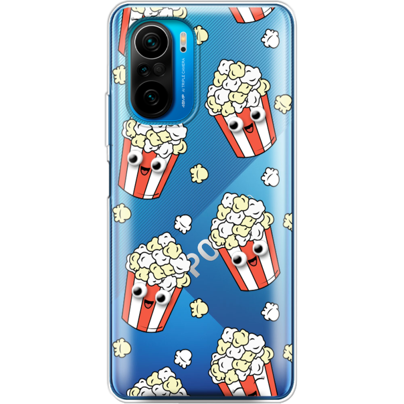 Прозрачный чехол BoxFace Poco F3 с 3D-глазками Popcorn